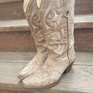 Corral wedding cowboy boots white embroidery